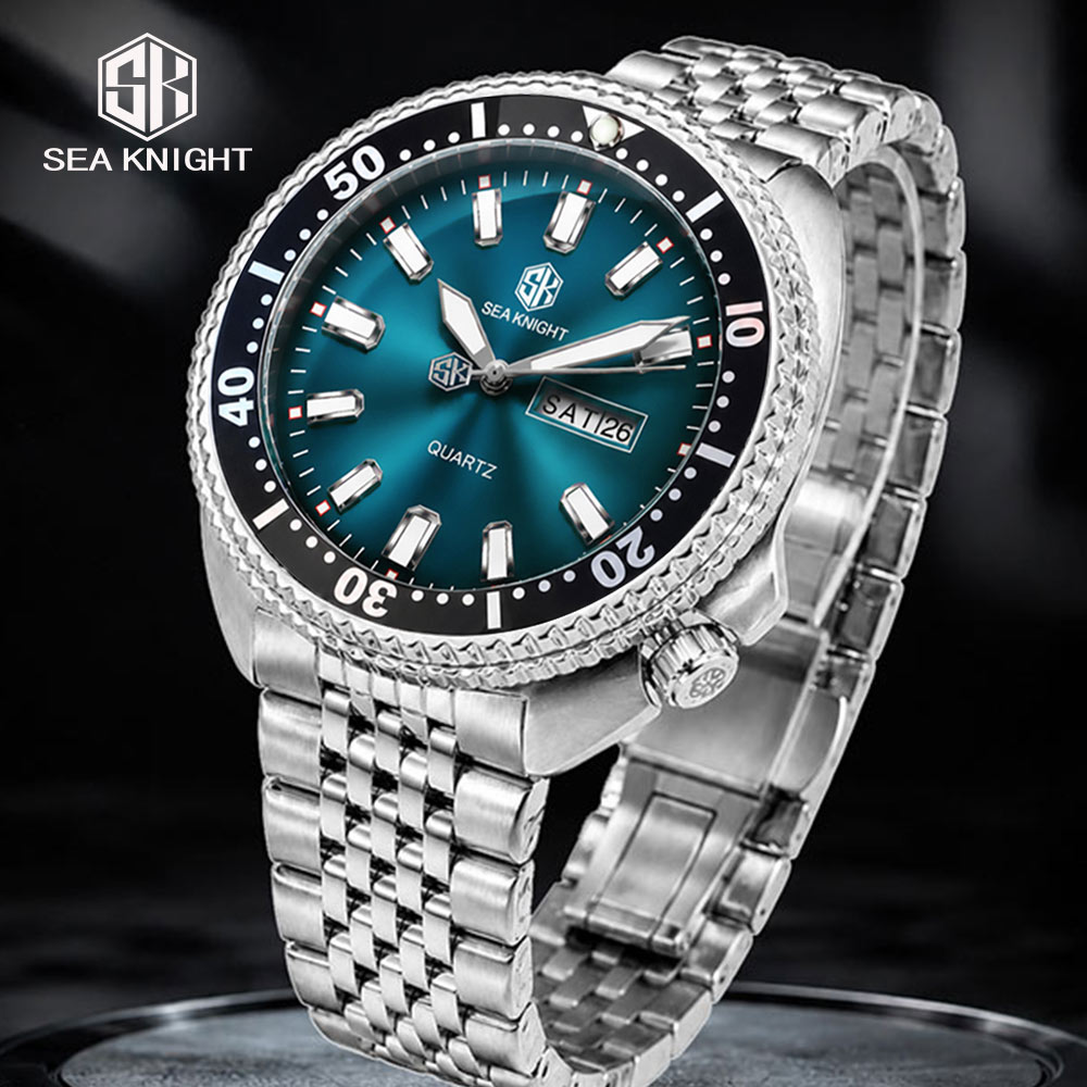 Smartwatch New Watches - SEA KNIGHT 新型高級ビジネスクォーツ腕時計 メンズデザイン 回転ベゼル 夜光