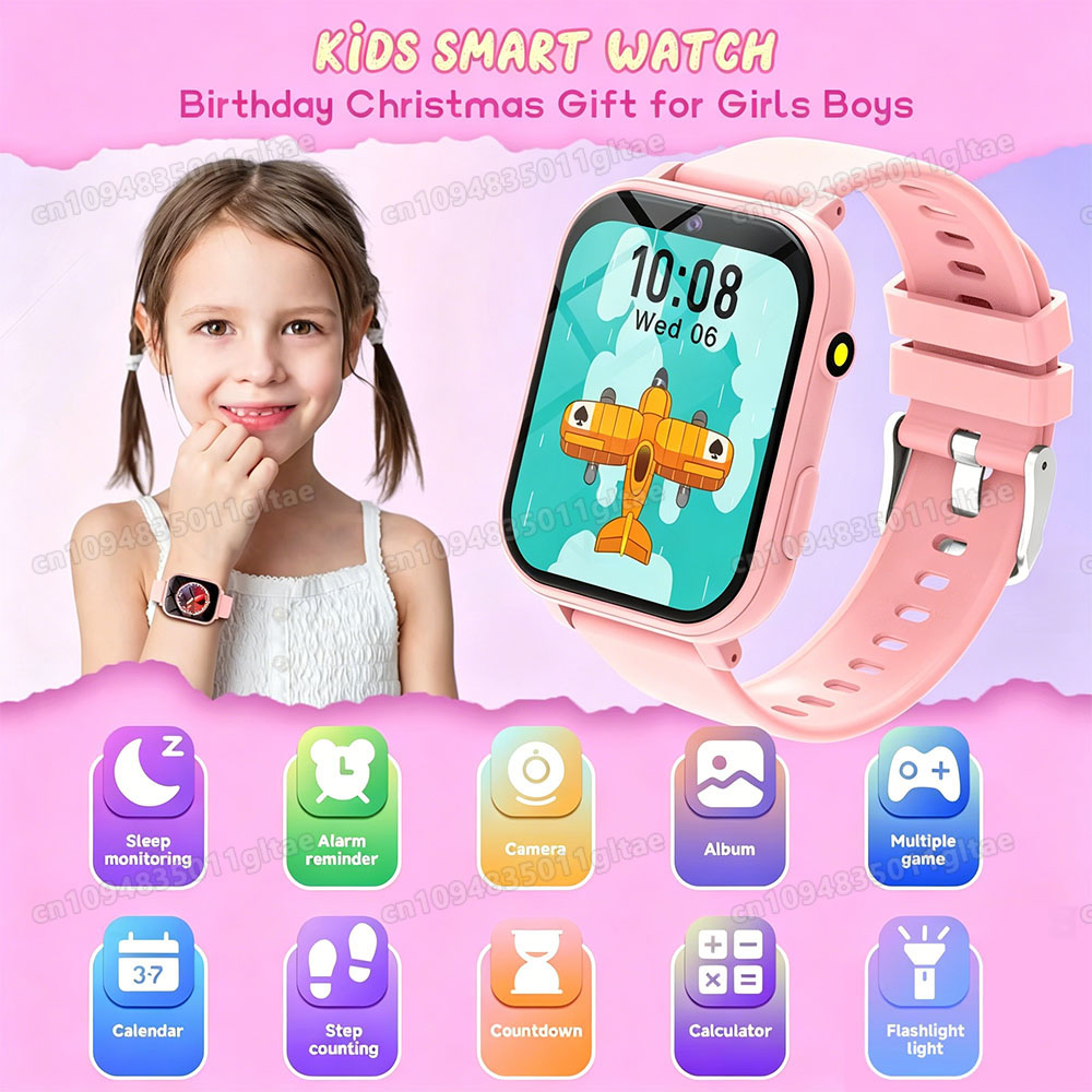 Smartwatch Watches Birthday Gift For Girls - 子供向け新型スマートウォッチ HDカメラ フラッシュライト 学習パートナー マルチゲーム 電卓