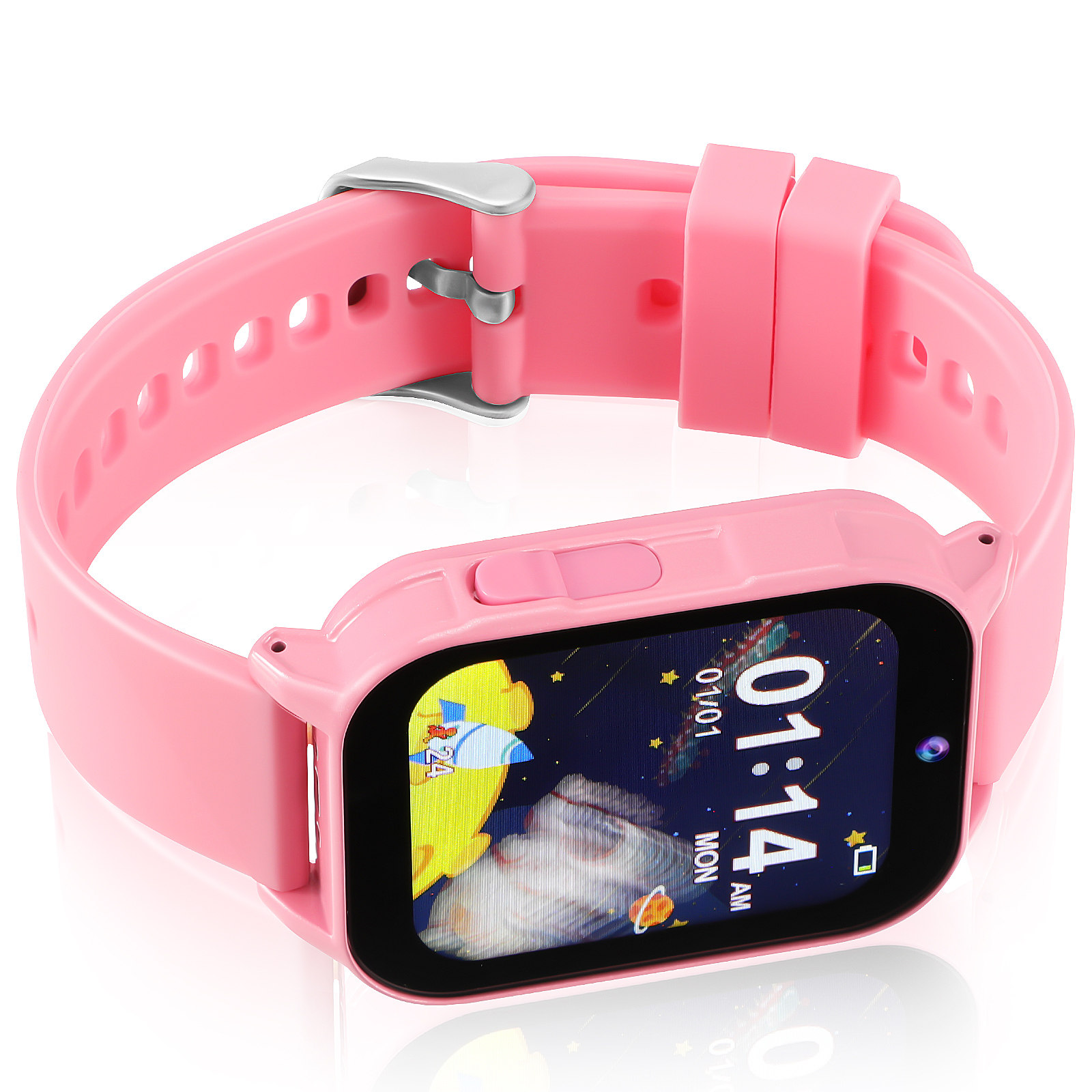 Smartwatch Watches For Kid Boy - ピンク色のキッズ向けスマートウォッチ。ゲーム機能、教育機能、デジタル表示、スポーツ用、学習用、ストップウォッチ機能、アラーム機能を搭載。男の子にも女の子にも。学校での使用に最適。