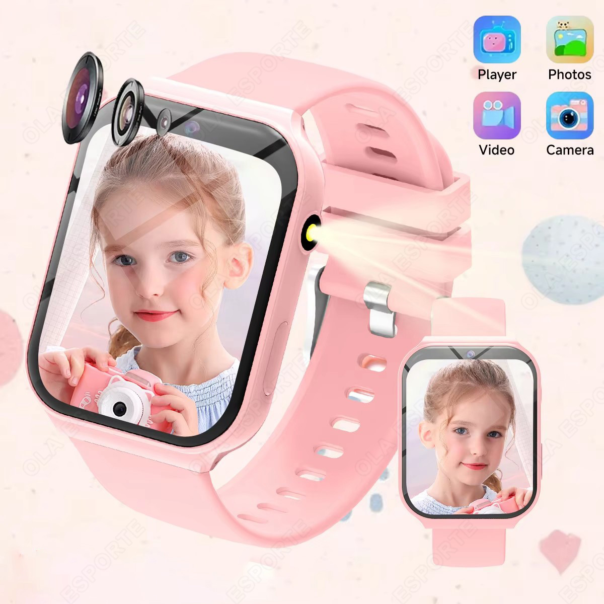 Smartwatch Watches Birthday Gift For Girls - 子供向け新型スマートウォッチ HDカメラ フラッシュライト 学習パートナー マルチゲーム 電卓