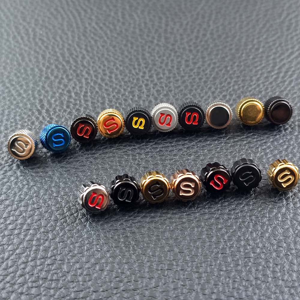 Watch Crown Stem - ねじ込み式ケース交換用高品質時計リューズ「S」刻印入りNH35 NH36ムーブメント対応3スタイル（リューズチューブステム付き）