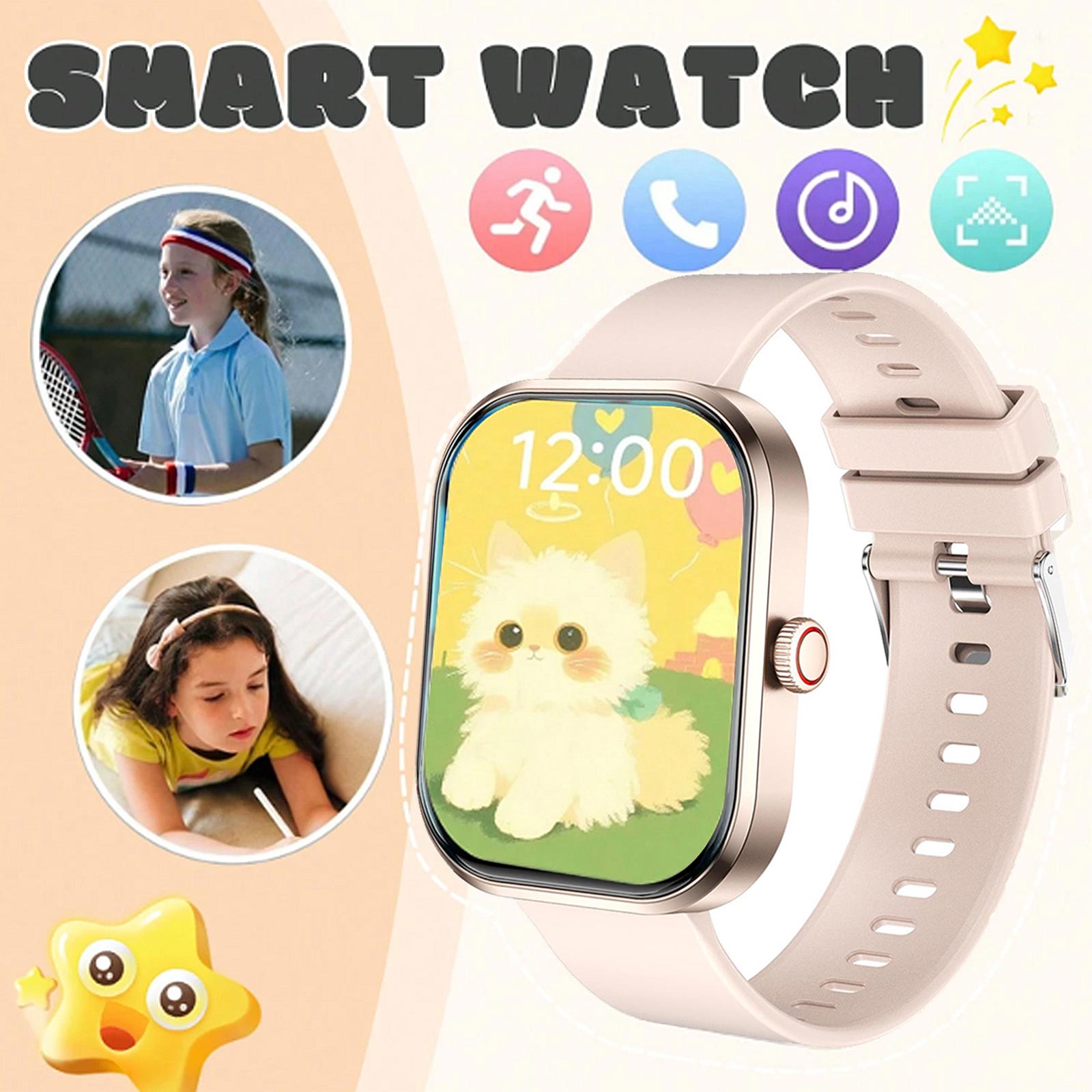 Smartwatch Watches Wallpaper - 大切な思い出を保存する子供用スマートウォッチ - ワイヤレス通話、音楽、カスタム壁紙、フォトアルバム、座りがちな生活習慣のリマインダー