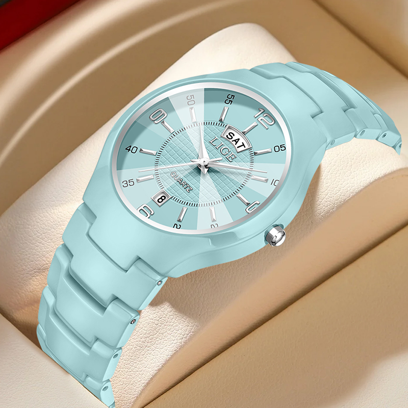 Luxury Ceramic Watch - LIGE 高級エレガントなクォーツ女性腕時計ファッションセラミックス小さなダイヤルレディース腕時計日付週表示女性腕時計リロイ Mujer