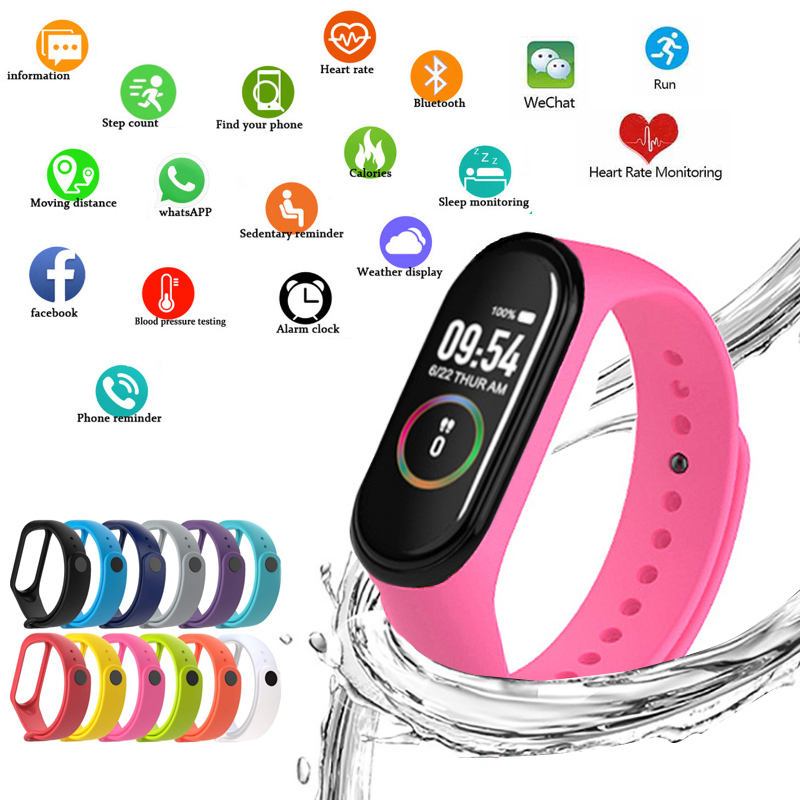 Smartwatch Watches Brands For Women - 女性用m4スマートウォッチ,ledディスプレイ付きスポーツリストバンド,bluetooth,防水,デジタル