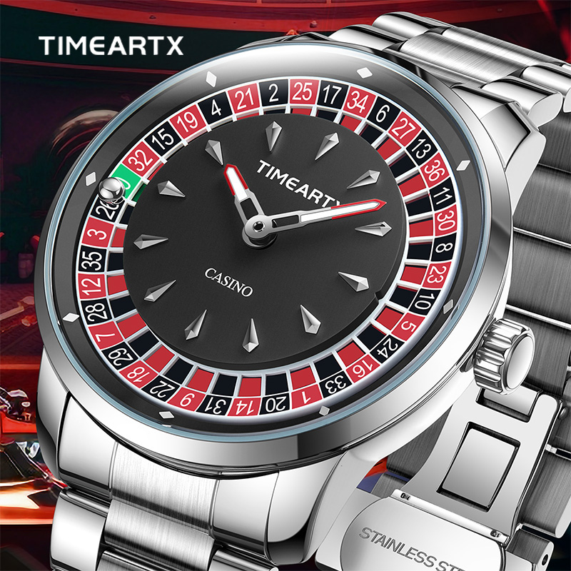 Smartwatch New Watches - TIMEARTX ブランドの新しい高級クォーツ時計男性用ヨーロッパルーレットポーカーゲーム腕時計