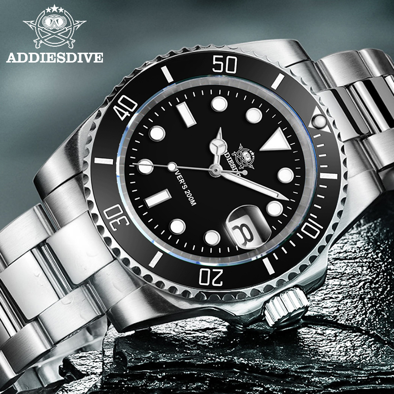 Luxury Ceramic Watch - ADDIESDIVE メンズ クラシックウォッチ セラミックベゼル付き 200m 防水