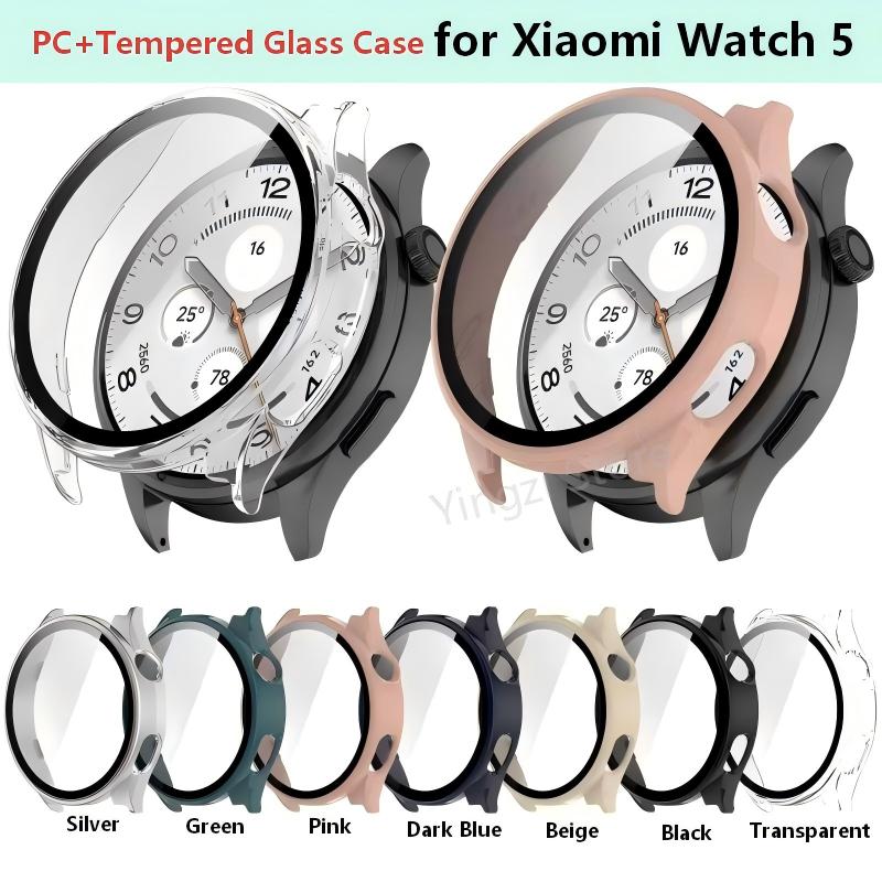 Smartwatch English - Xiaomi Watch5用PC+強化ガラスケース スマートウォッチストラップ バンパーカバー スクリーンプロテクター Xiaomi