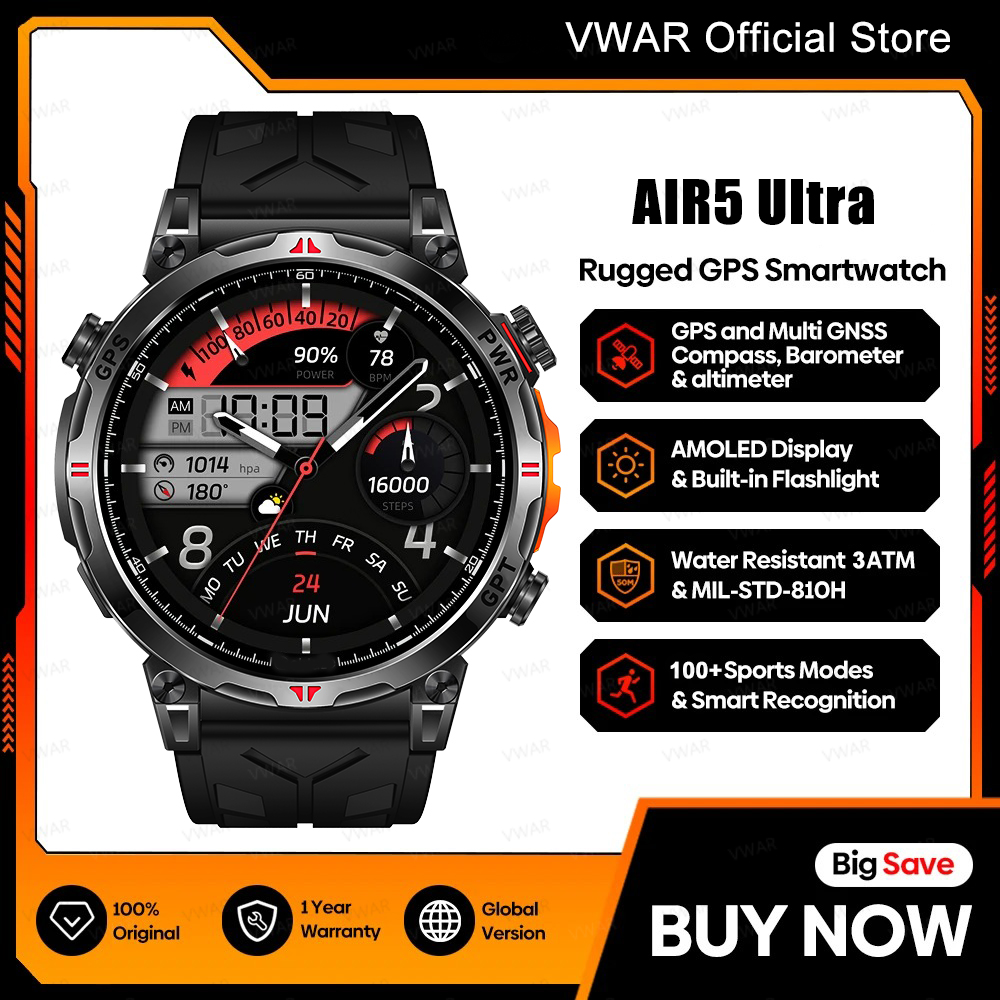 2025年新型VWAR GPSスマートウォッチ 1.56イン - Watch Vs Amazfit のレビューと価格