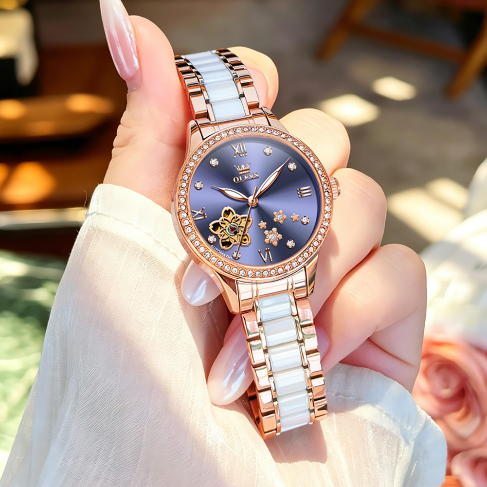 OLEVS ローズゴールドセラミックブレスレット自動巻き時計 - Luxury Ceramic Watch のレビューと価格