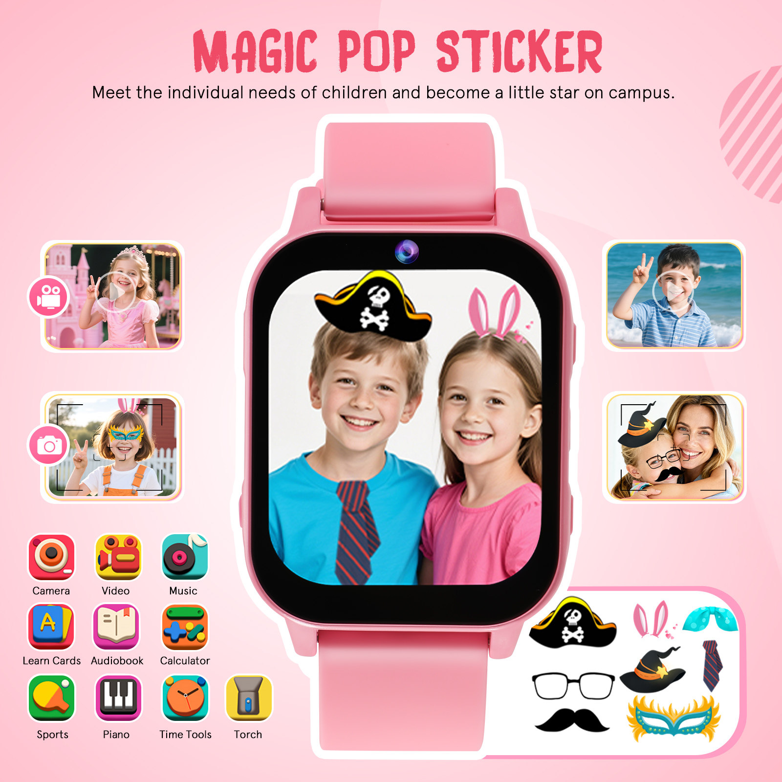 ピンク色のキッズ向けスマートウォッチ。ゲーム機能、教育機能、 - Smartwatch Watches For Kid Boy のレビューと価格