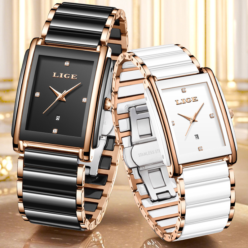 LIGE ファッションエレガントな女性用腕時計フルセラミック - Luxury Ceramic Watch のレビューと価格