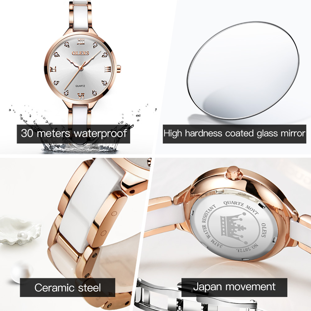 OLEVS セラミックドレス女性腕時計高級ローズゴールドレデ - Luxury Ceramic Watch のレビューと価格