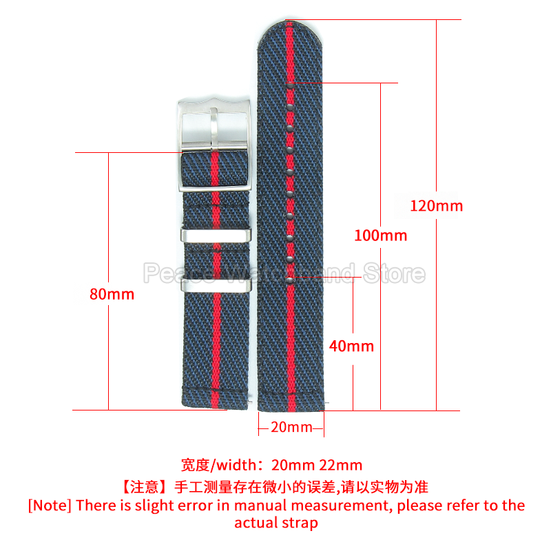 20 22 ミリメートルカーキブルーレッドナイロンブレスレッ - Nato Strap Nylon のレビューと価格