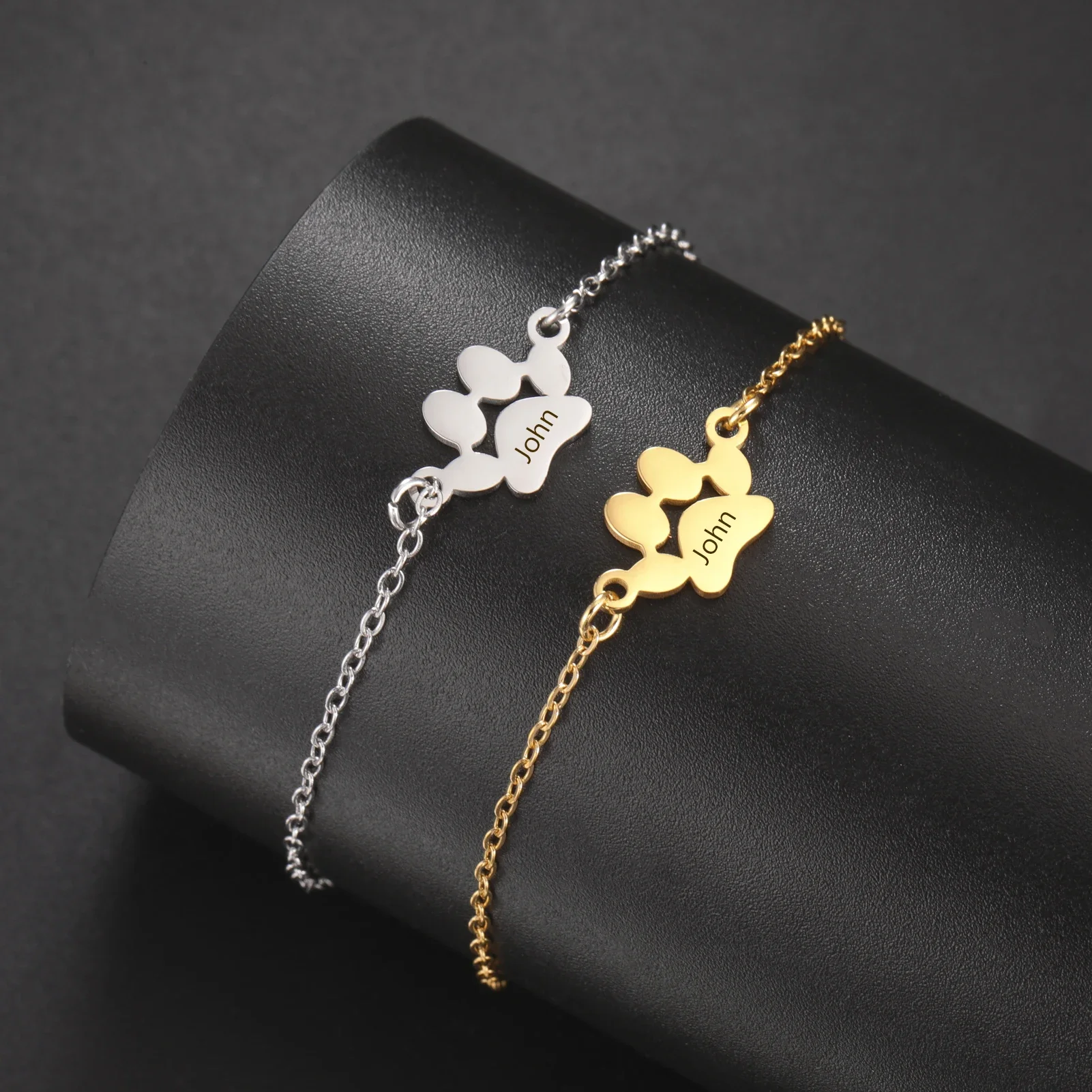 かわいいトレンディな犬猫の足跡カスタムネームブレスレット女性 - Bracelet Link Remover のレビューと価格